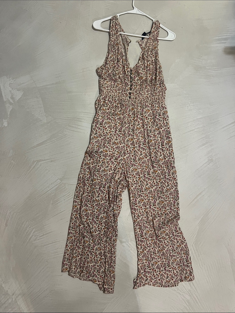 American Eagle Women’s Medium Floral Wide-Leg Jumpsuit